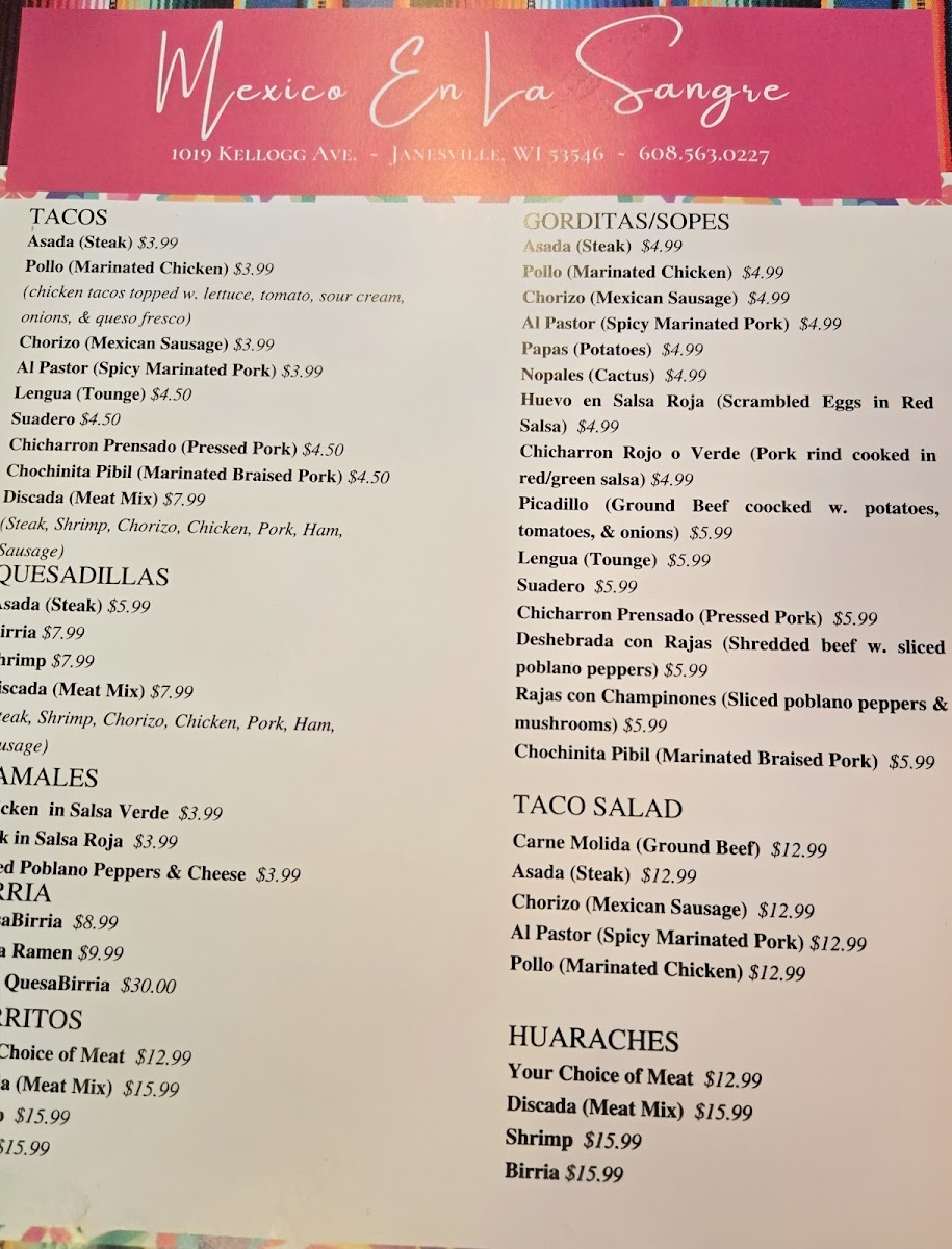 Mexico En La Sangre Menu - Image 5